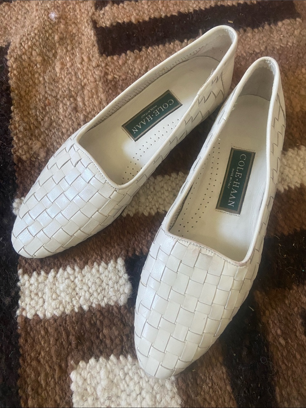 Cole Haan Vintage 90s Minimalist Cream Woven Leather Ballet Flats 6.5